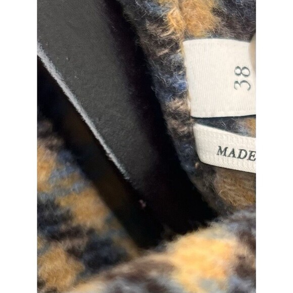 Sandro Paris Brodan Beaded Plaid Check Coat Wool Blend Button Front EU 38 US 6 - Picture 14 of 16